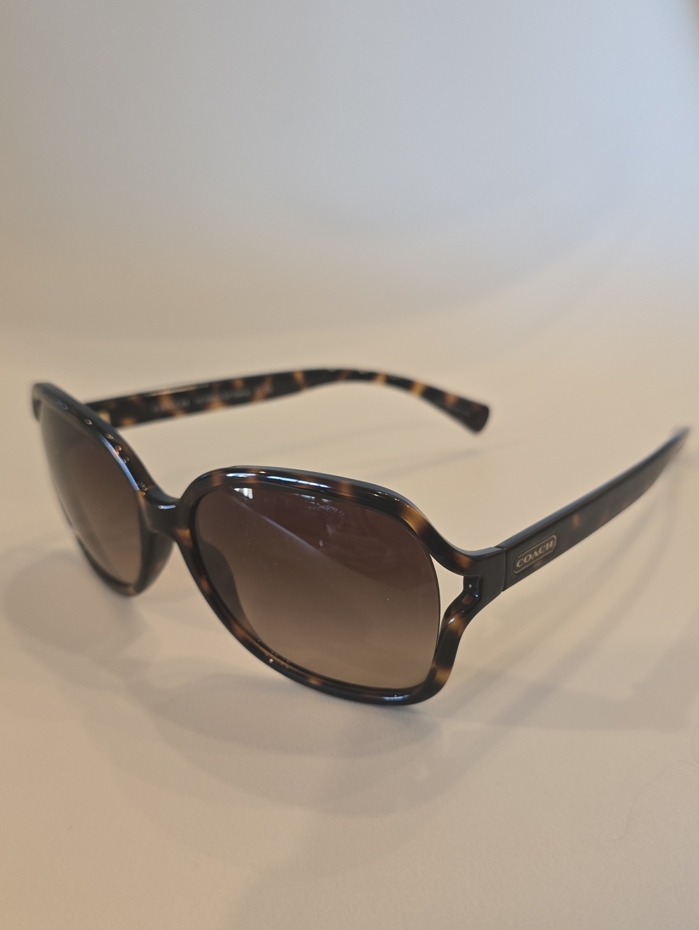 Coach Oversized Women's Dark Tortoiseshell Sunglasses with Brown Gradient Lenses